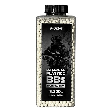 BB's Esferas de Airsoft 6mm FXR High Precision 0.20g Pote 3300 Unidades
