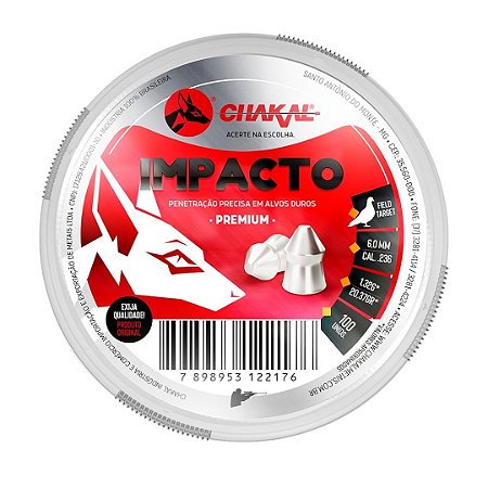 Chumbinho Chakal Premium Impacto 20,37gr c/100 und. 6.0mm