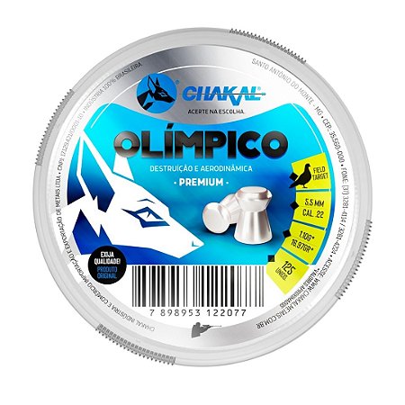 Chumbinho Chakal Premium Olímpico 16,97gr c/125 und. 5.5mm
