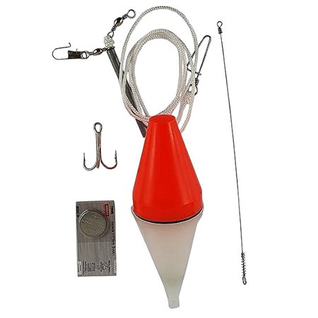 Kit Completo Pesca Espada Com Bóia Luminosa Para Pesca Noturna Laranja