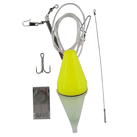 Kit Completo Pesca Espada Com Bóia Luminosa Para Pesca Noturna Amerelo