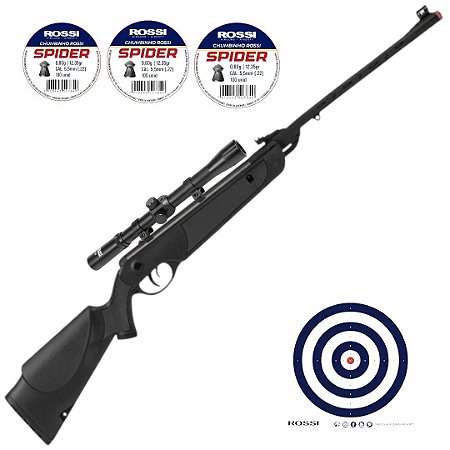 Carabina de Pressão Rossi Dione Sport MH 5,5mm + Luneta + 300 Chumbinhos + 40 Alvos