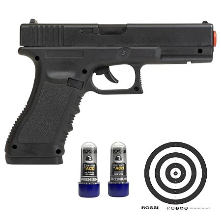 Pistola de Pressão Co2 Rossi G17 6.0mm + 200 Esferas + Alvos