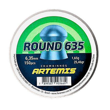 Chumbinho Artemis Round 6.35mm 1.65g - 25,46gr Lata com 150