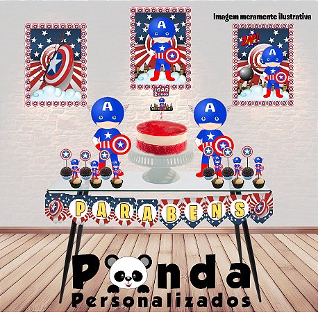 Kit  Só Bolinho  - Capitão América Cute