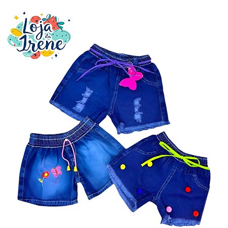 Shorts Jeans C/ Estampa Dtf Exclusiva Infantil Juvenil Verão LAYLV5PH7