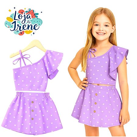 Conjunto Verão Infantil Menina Cropped Short Saia Mini Diva WS8Z5XBEE