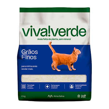 Areia Higiênica Viva Verde Grãos Finos 4kg