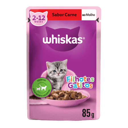 Whiskas Sachê Gato Filhote Sabor Carne 85g