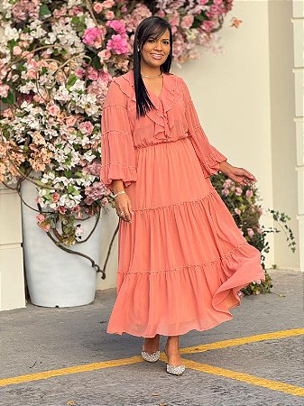 Vestido Midi em Chiffon