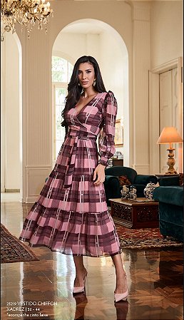 VESTIDO CHIFFON XADREZ