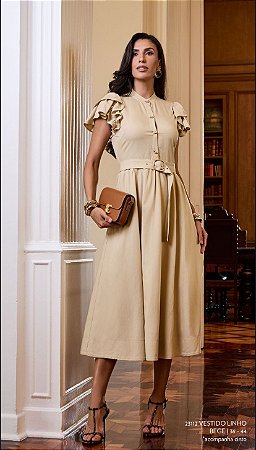 VESTIDO LINHO BEGE
