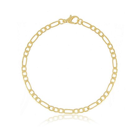 Pulseira MyTime Elos Lisos Batidos Folheado a Ouro 18k FPL0015