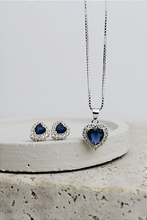 CONJUNTO CORAÇÃO AZUL ESCURO