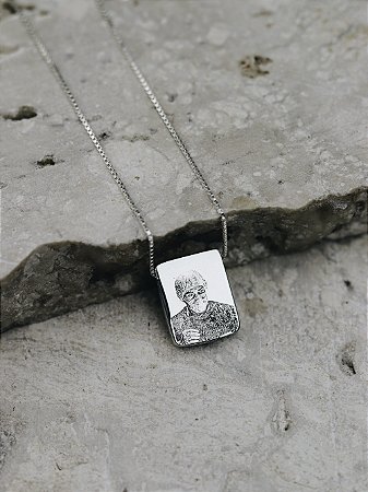 Colar Personalizado Fotogravação - Quadrado