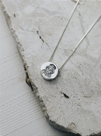 Colar Personalizado Fotogravação Redondo - Pequeno