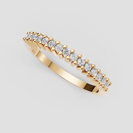 Anel Aurora Cintilar - Meia Aliança - Ouro 18k