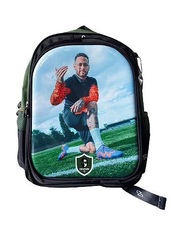 Mochila Estampada Estrela Do Futebol Neymar Jr Azul e Preta