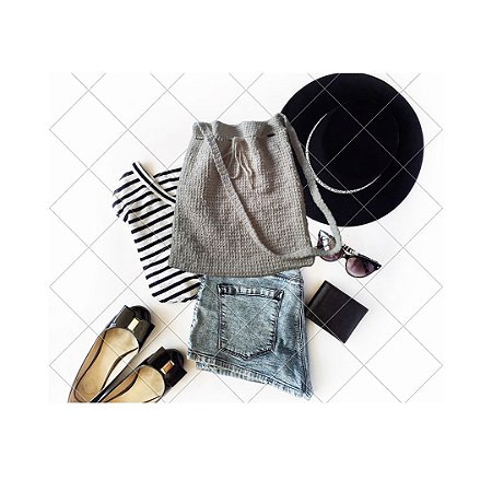 Bolsa De Crochê Tunisiano Algodão Natural