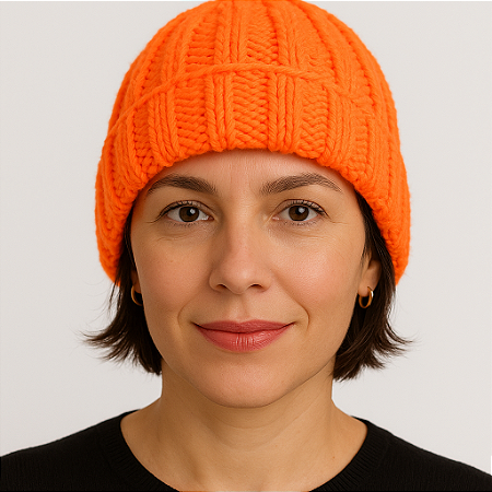 Gorro De Tricô Laranja Neon