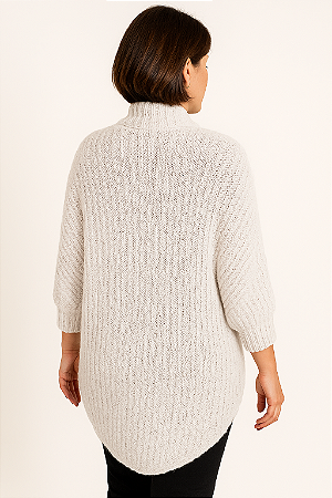 Kimono De Tricô Algodão Natural