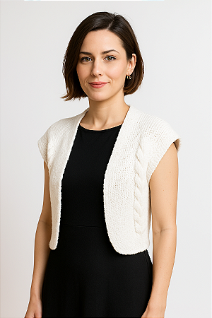 Bolero De Tricô Preto e Branco