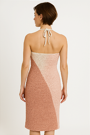 Vestido De Crochê Tunisiano Rosé