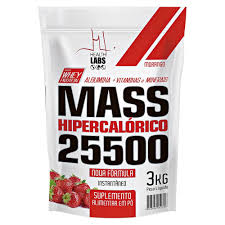 Mass Hipercalórico 25.550 Health Labs Sabor Morango 3kg