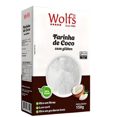 Farinha de Coco Sem Glúten 150g - Wolfs