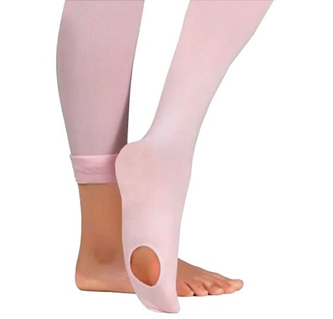 Meia para ballet suplex infantil cor de rosa fio 60 conversível