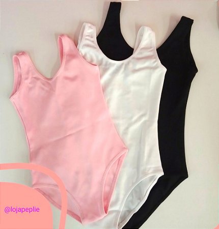 Collant para ballet, jazz, e dança modelo regata infantil e adulto rosa e preto