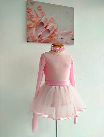 Cropped tule cor de rosa
