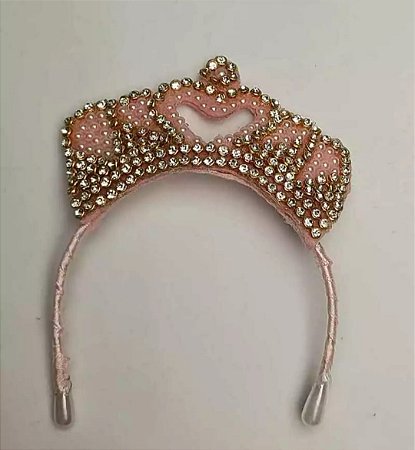 Coroa bailarina rosa com strass