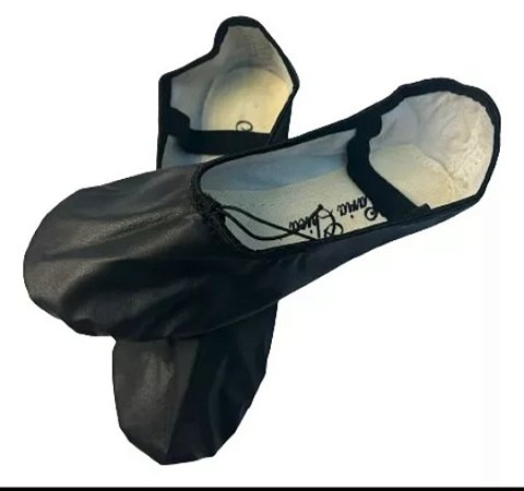 Sapatilha sintética preta para dança ballet, ginástica e apresentações