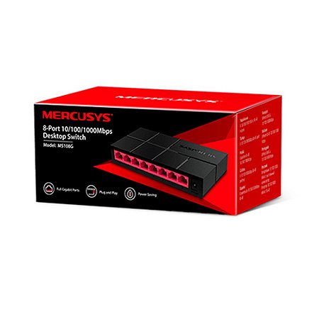 SWITCH DE MESA MERCUSYS DE 8 PORTAS 10/100/1000MBPS - MS108G (EU)