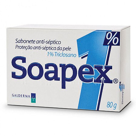 Sabonete Barra Antisséptico 1% Triclosano Soapex Caixa 80g