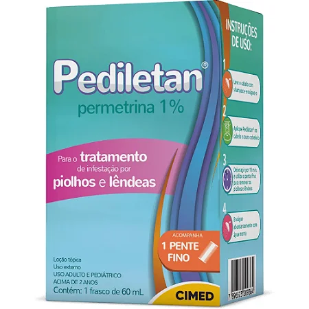 Loção Capilar Contra Piolhos e Lêndeas Pediletan 10mg/ml com 60ml
