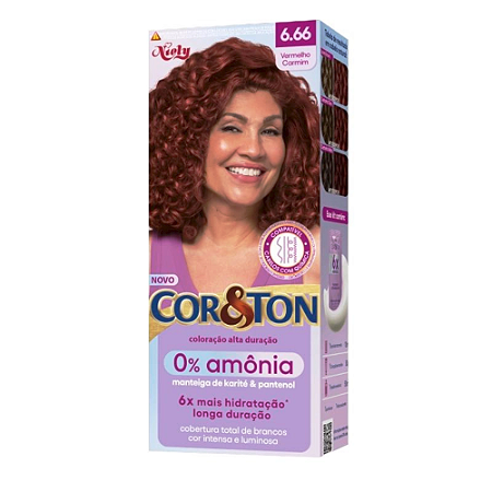 Tintura  Cor&ton 0% Amônia Vermelho Carmim 6.66