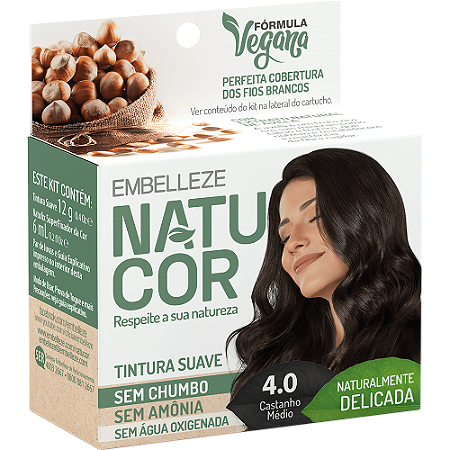 Tintura Natucor Em Pó 4.0 Castanho Médio