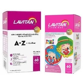 KIT Lavitan A-z Mulher C/60 + Lavitan Kids Mastigável tuti-fruti
