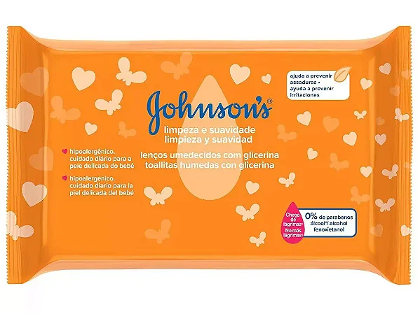 Lenço Umedecido Johnsons Baby - Limpeza e Suavidade 44 Unidades