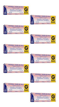 Kit 10 Nistatina Óxido De Zinco 60g Pomada p/ Assadura