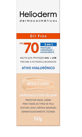 HELIODERM PROTETOR SOLA  FACIAL FPS70 BEGE CLARO