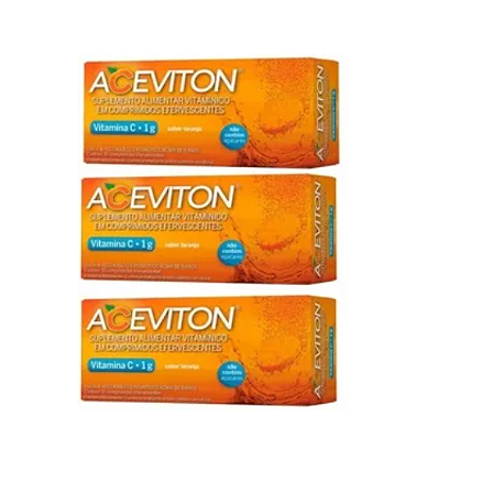 Kit 3x Vitamina C 1g Aceviton Imunidade Com 10 Cp Eferv