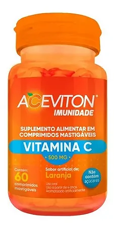 Vitamina C 500mg Mastigável Laranja Aceviton 60 Comprimidos