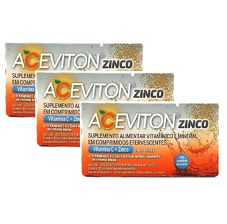 Kit 3x Vitamina C Zinco 1g Aceviton 10 cps Eferv