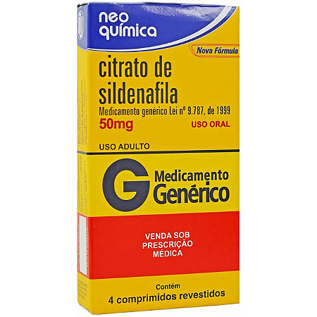 Citrato de Sildenafila 50mg 4 Comprimidos Neo Química Genérico