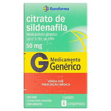 Citrato de Sildenafila 50mg 4 Comprimidos Eurofarma Genérico