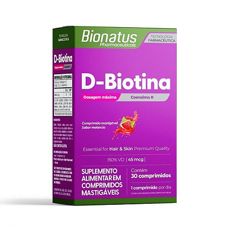 D-BIOTINA BIONATUS 30 COMPRIMIDOS MASTIGÁVEIS