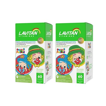 KIT 2 Lavitan Kids Mastigaveis Sortidos 60 cps cada